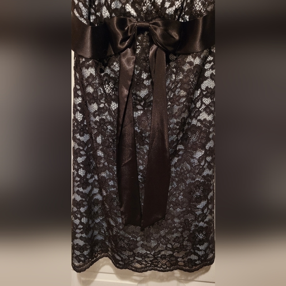 NWT $139 Coldwater Creek Women's Sleeveless Brownish Black Lace over Satin Dress - Picture 7 of 8